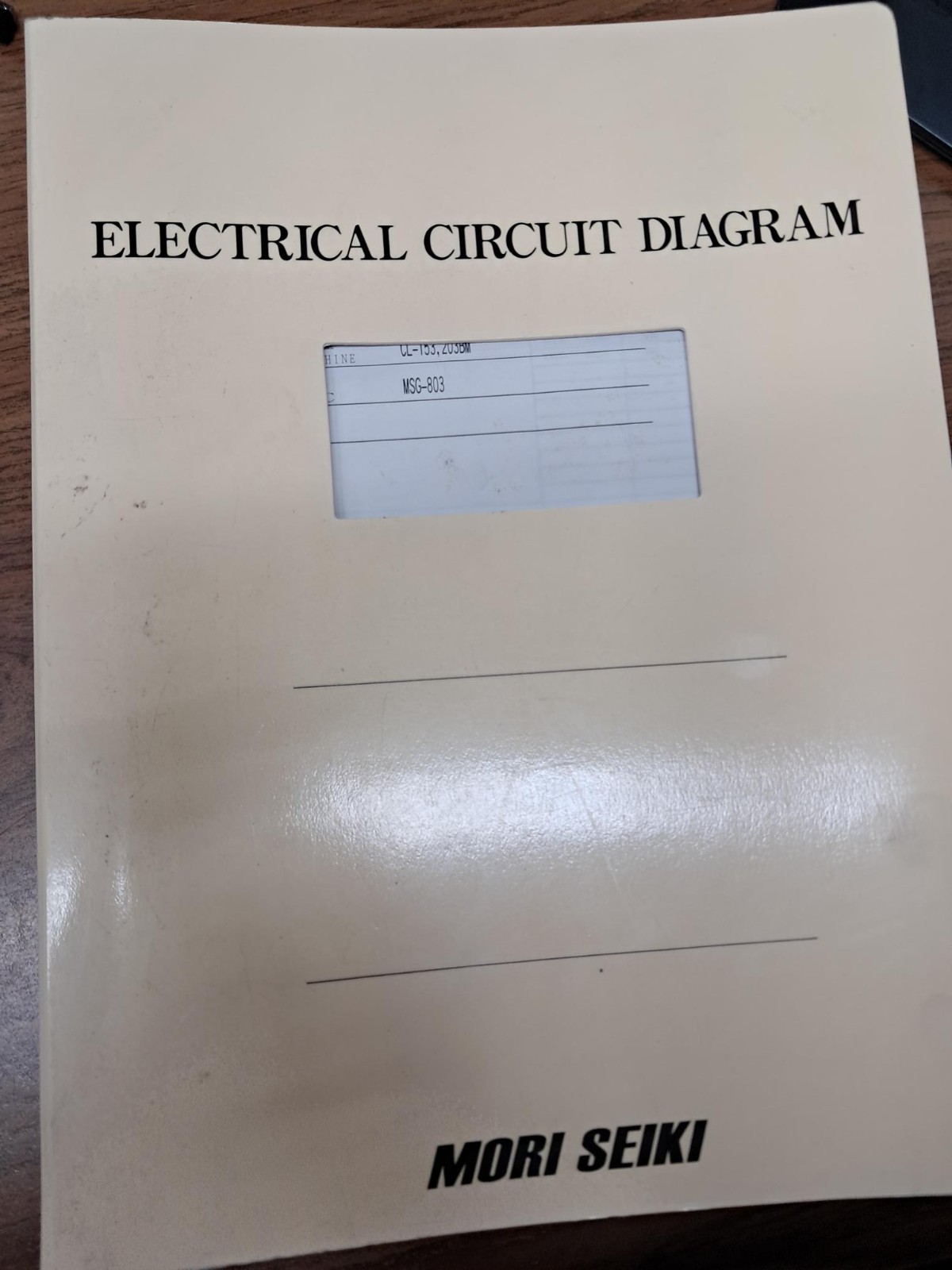 Mori Seiki CL-153 Electrical Circuit Diagram, MSG-803 control