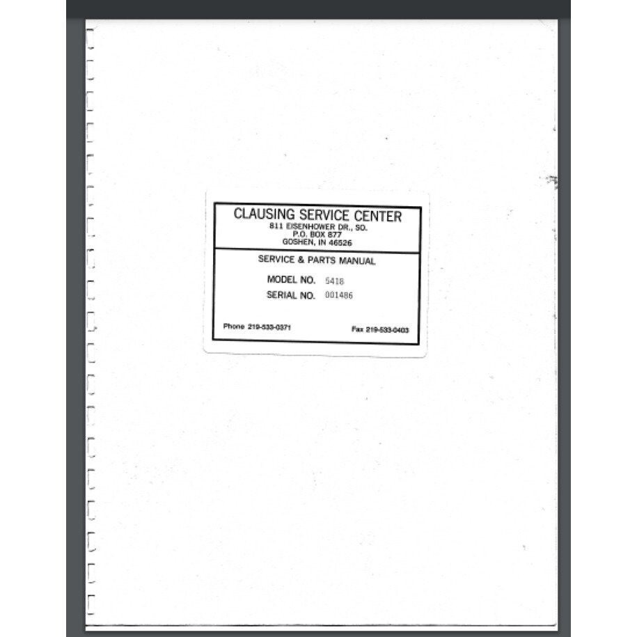 Clausing Model 5300-5400 Lathe owner parts Manual 1957 45 pages comb bound