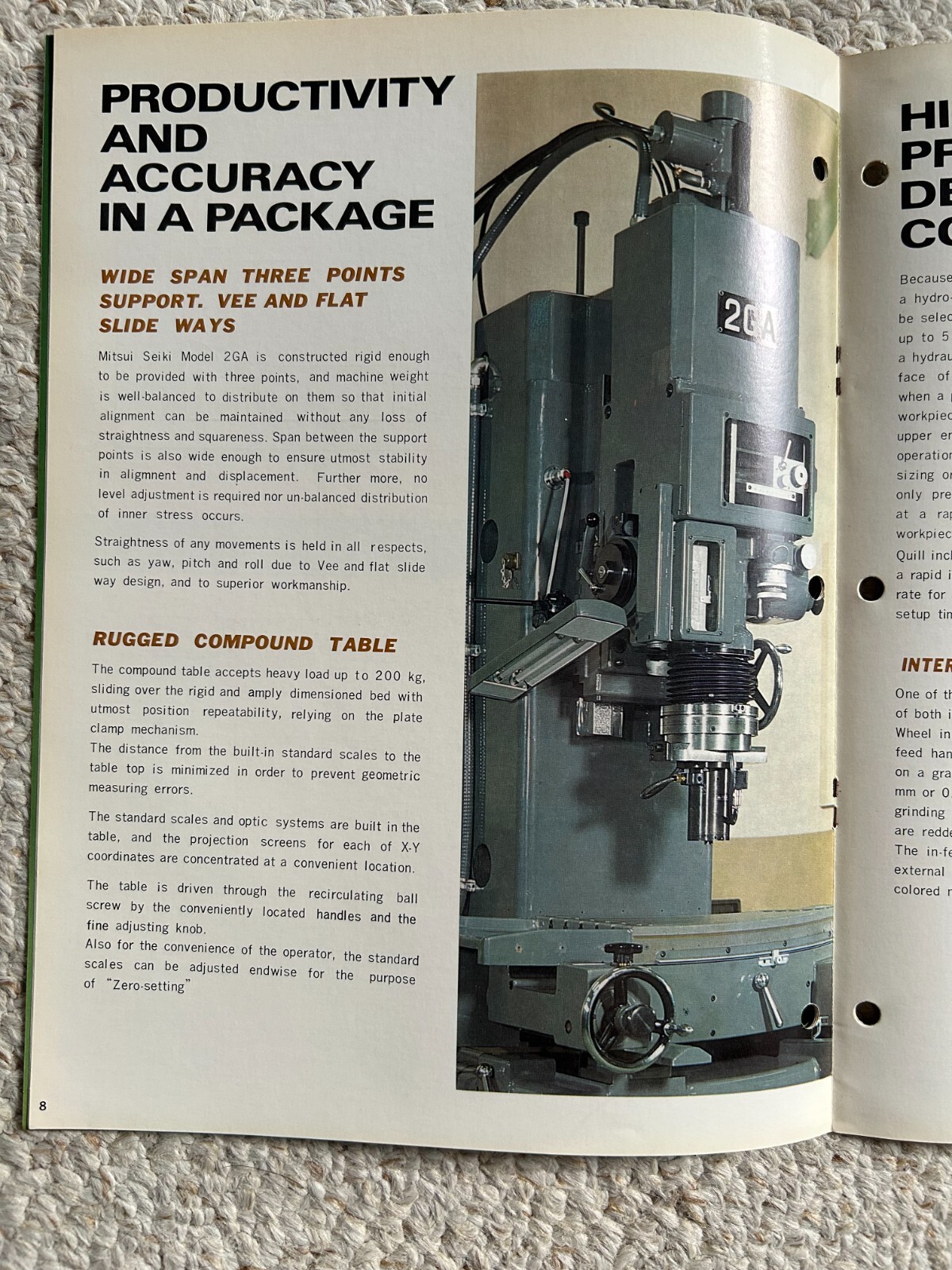 MITSUI SEIKI 2GA JIG GRINDING MACHINE SALES CATALOG