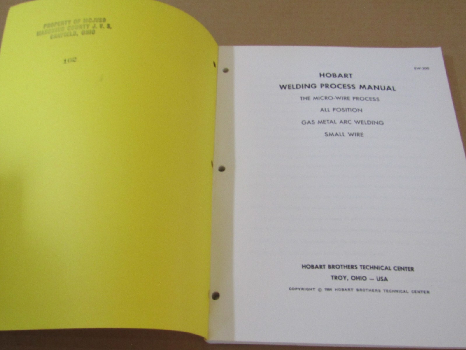Hobart Welders Micro-wire Welding EW-300 book gas metal arc welding