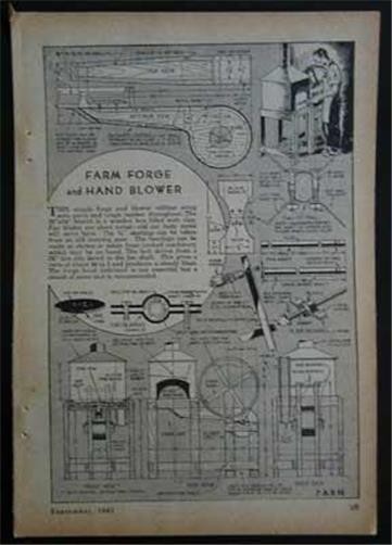 Blacksmith Forge & Blower Hand Crank 1942 HowTo Build PLANS scrap