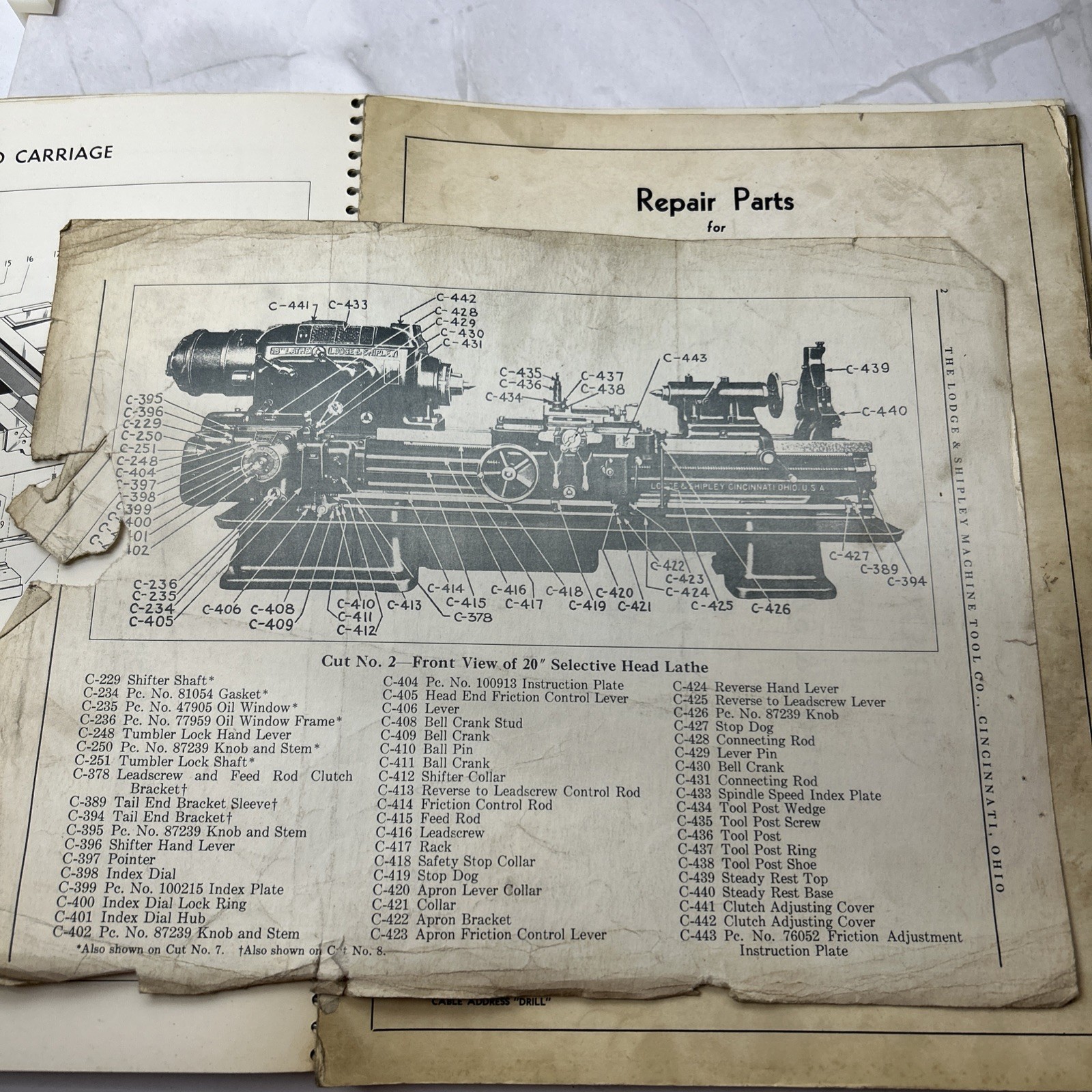Lodge & Shipley Model X Lathe Instruction Book & Repair & Parts Manual