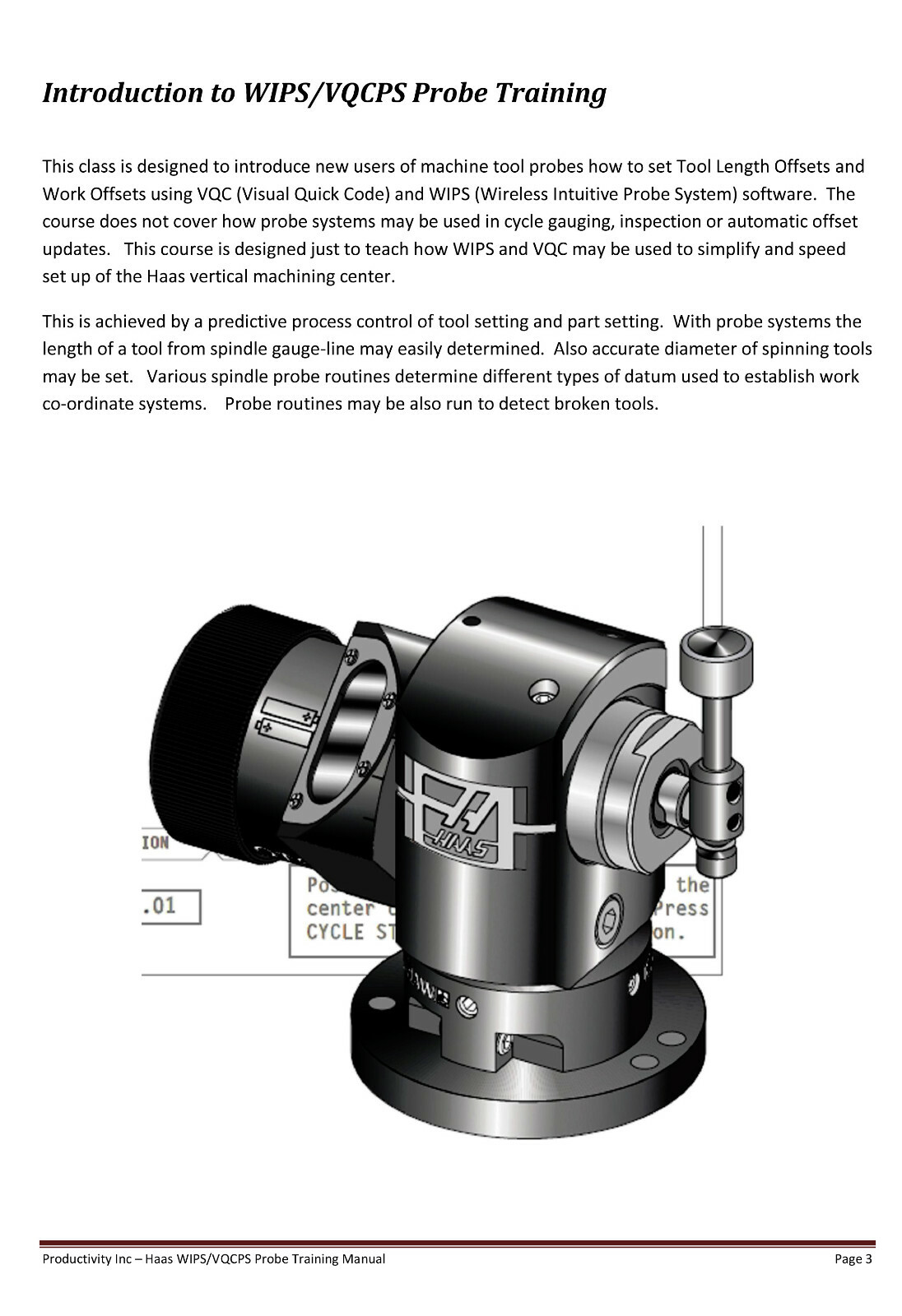 Haas WIPS & VQCPS Probe Training Manual *900