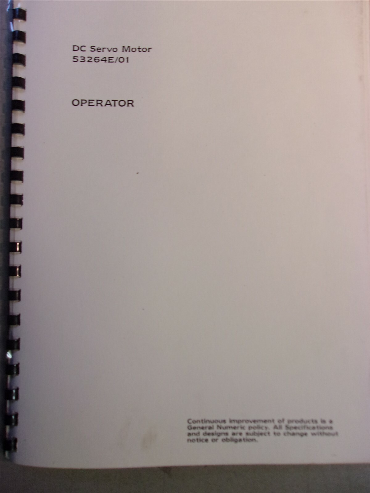 DC Servo Motor 53264E/01 Operator Manual *FREE SHIPPING*