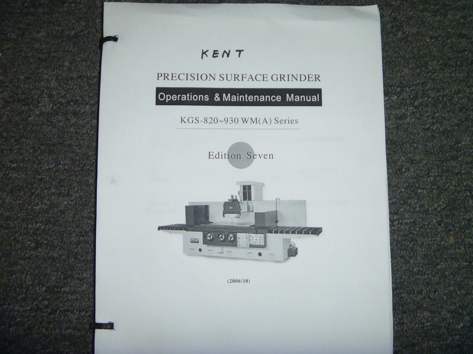 Kent KGS-820 WM WMA Precision Surface Grinder Operator & Maintenance Manual xz