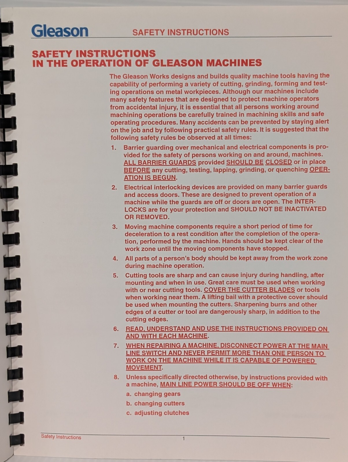 Lot of Vintage Gleason Works Quench Press Manuals 527, 529 Quenching Machine