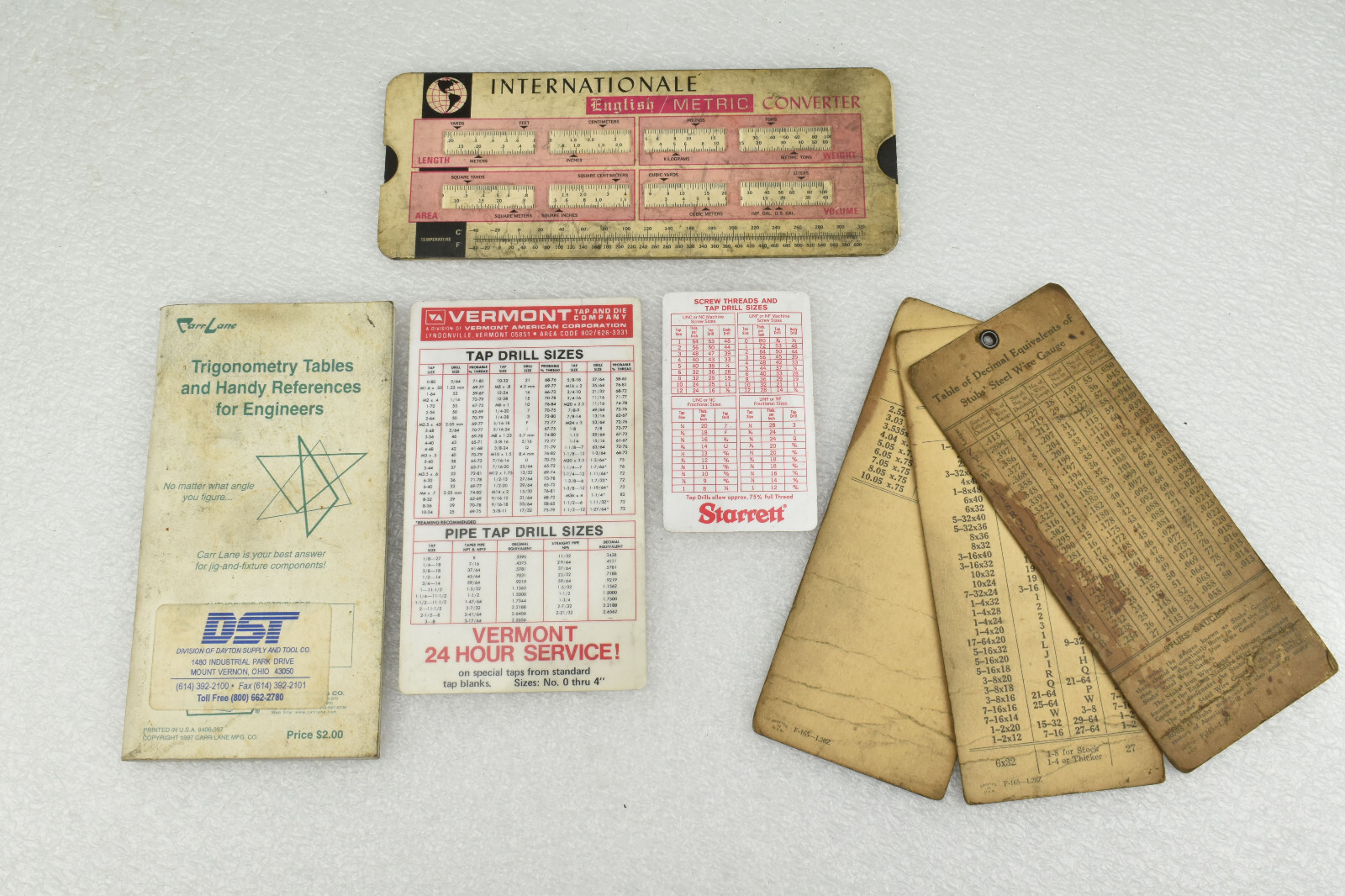 VTG Lot of Machinist Reference Guide Chart Cards Booklet Carr Lane Trigonometry