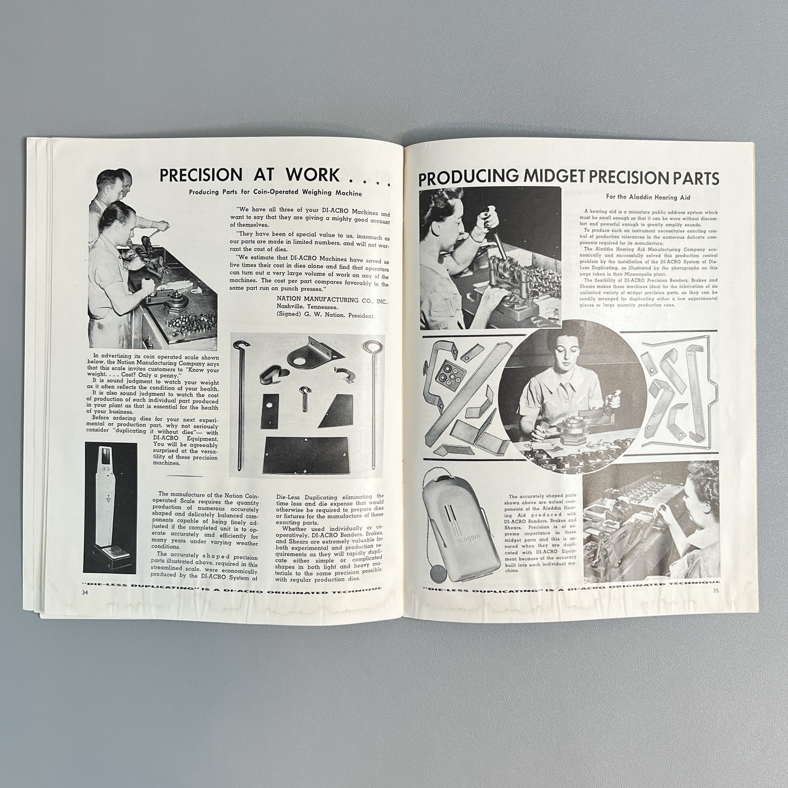 Vtg 1949 Di-Acro Catalog Die-Less Duplicating Coin-Op Aviation Machinist Medical