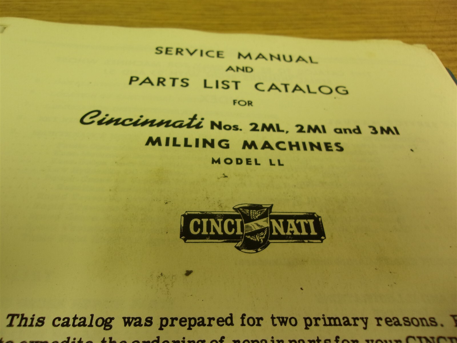 Cincinnati Milacron Service Manal parts List 2ML 2M1 3M1 Model LL FREE SHIPPING*