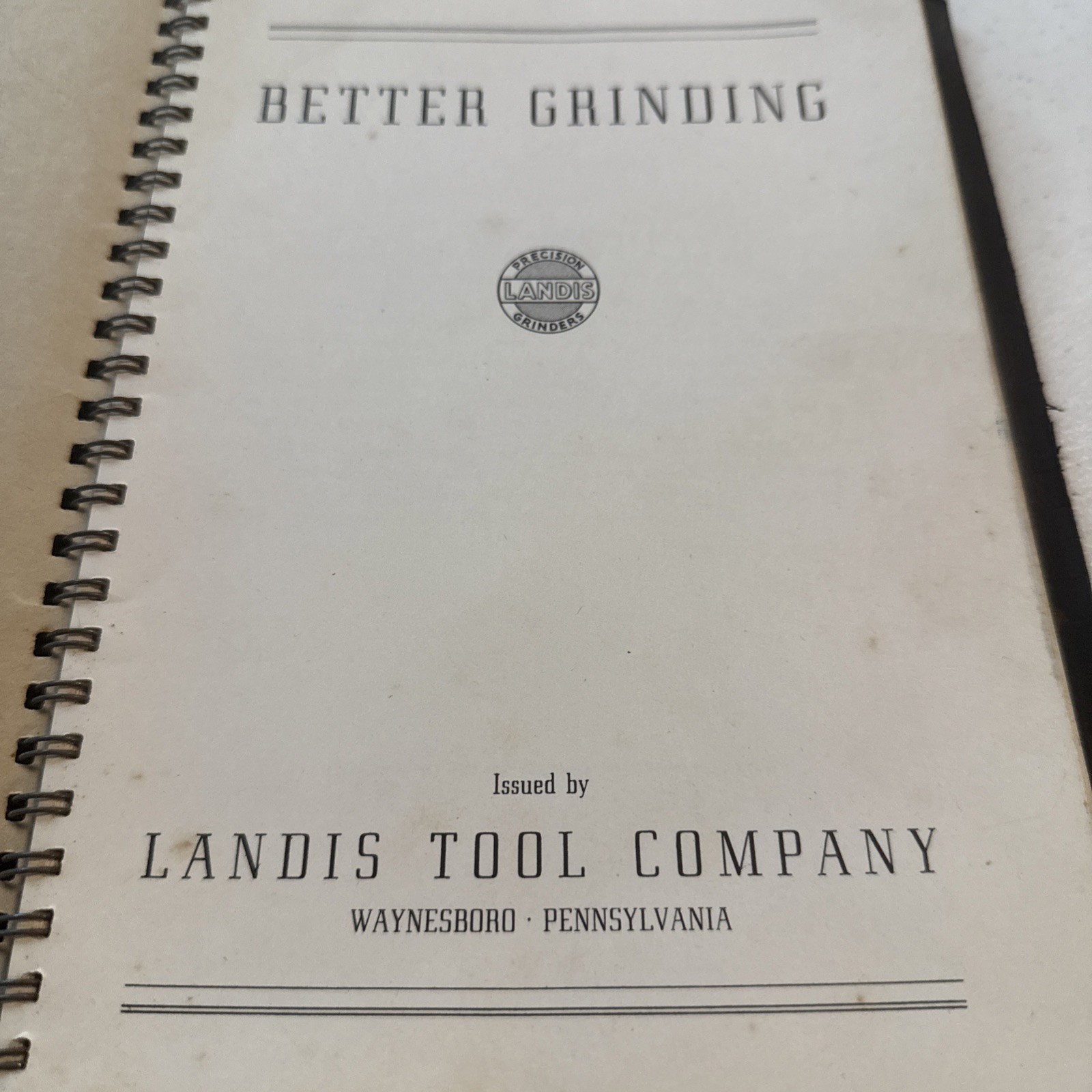 Landis Tool Instructions Parts Manual Grinding Precision Grinders Vintage 1942