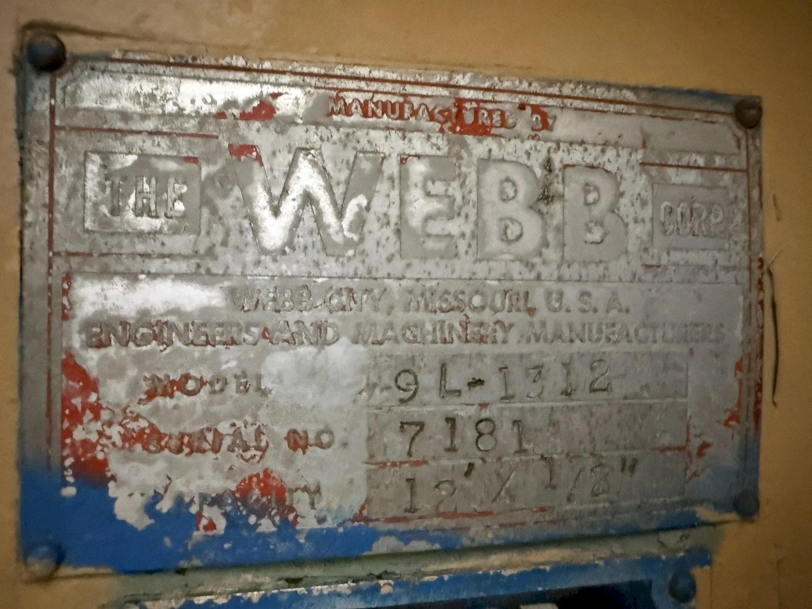 12′ X 1/2″ WEBB MODEL #9L-2A 3 ROLL INITIAL PINCH PLATE ROLL: YOBRO #25845