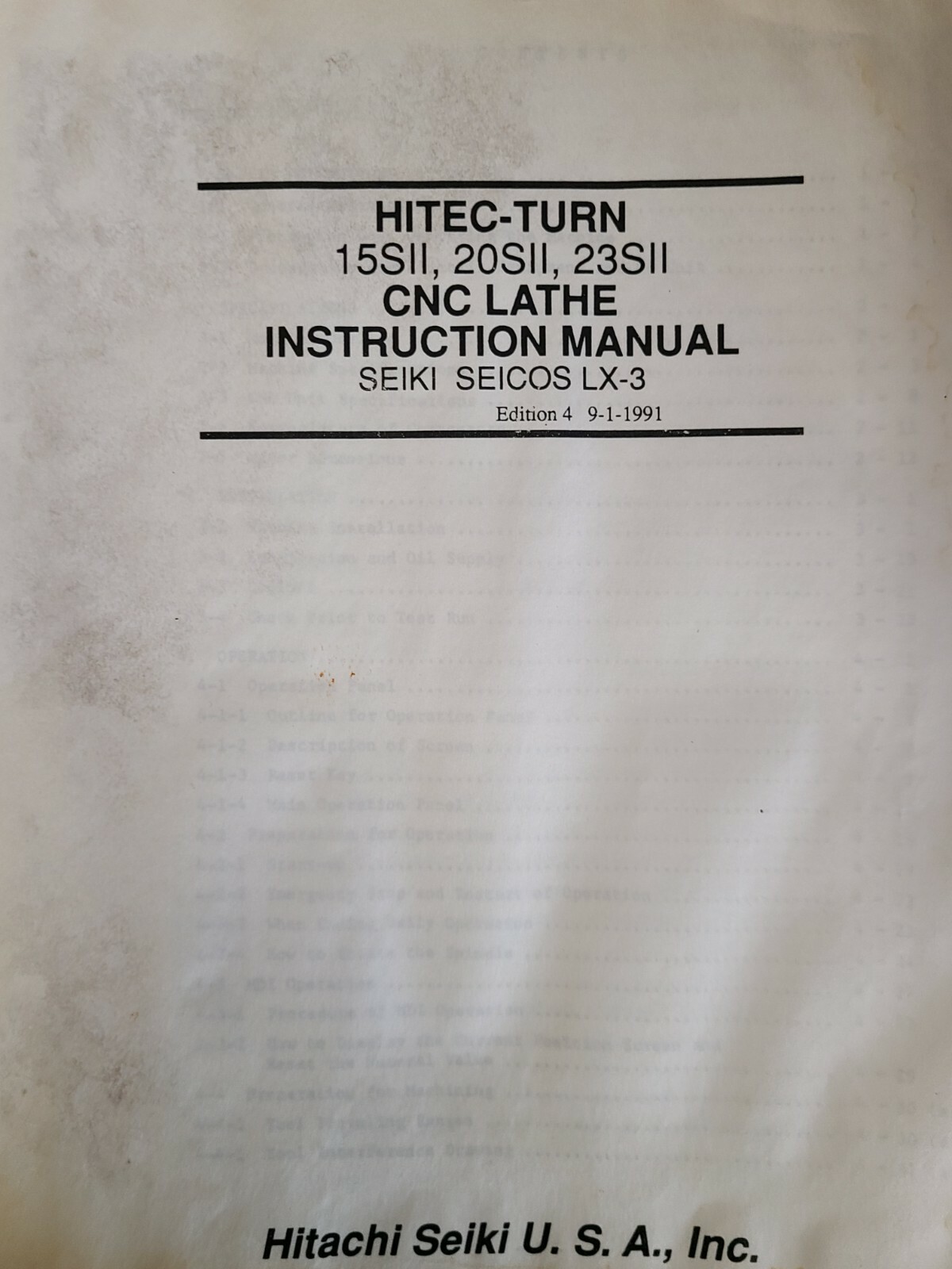 Hitachi Seiki Instruction Manual 15 20 23SII series Seiki-Seicos LX-3 ORIGINAL