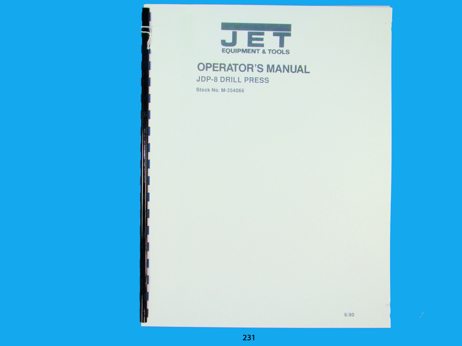 Jet JDP-8 Drill Press Operator & Parts List Manual *231