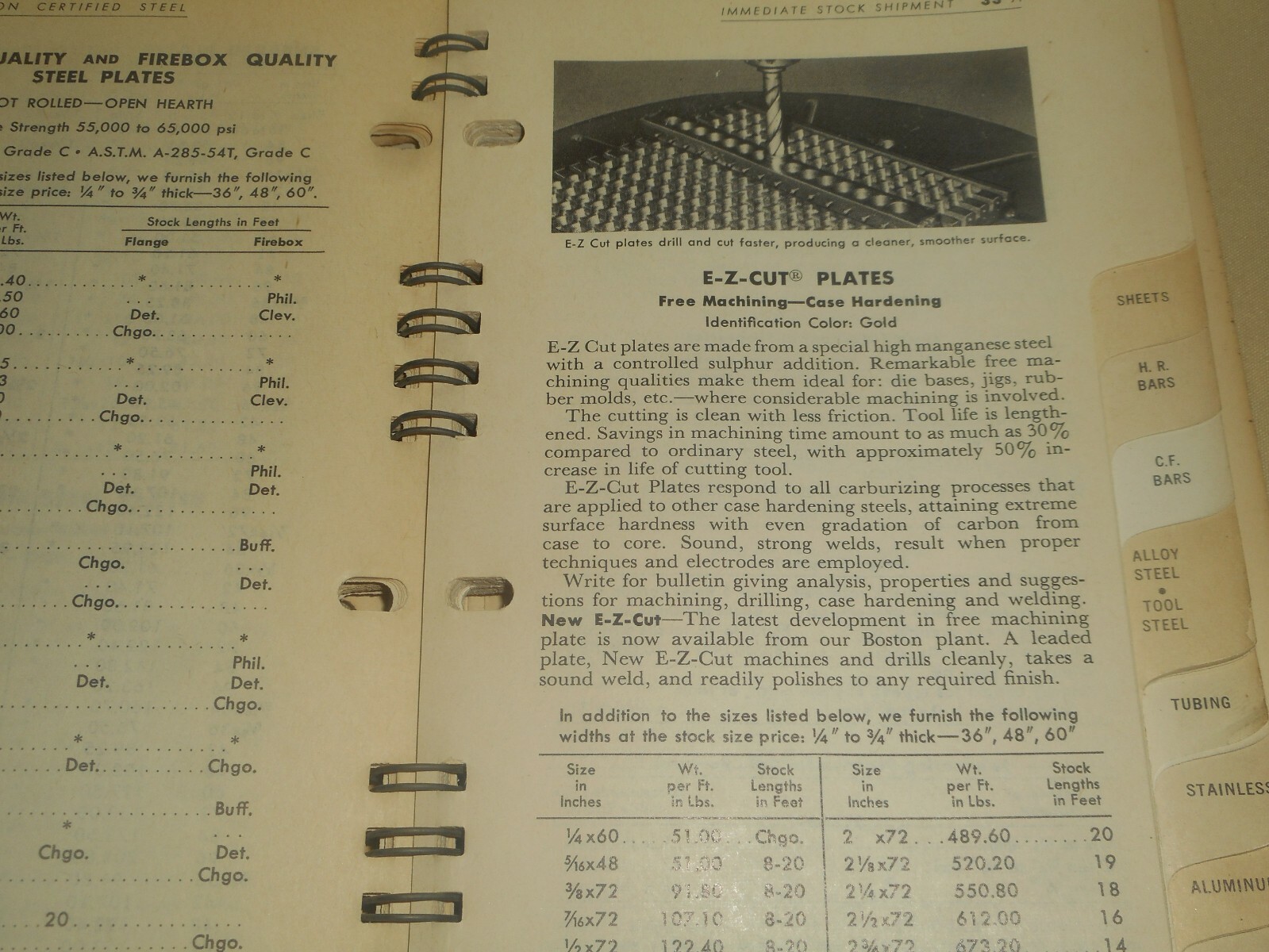 Ryerson Steel Catalog 1957-58 Aluminum Steel Stock Tool Presses Data Handbook