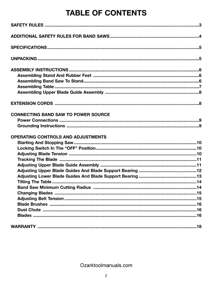 DELTA 12 Inch Band Saw 28-190 Instructions Operator Owners & Parts Manual 1435
