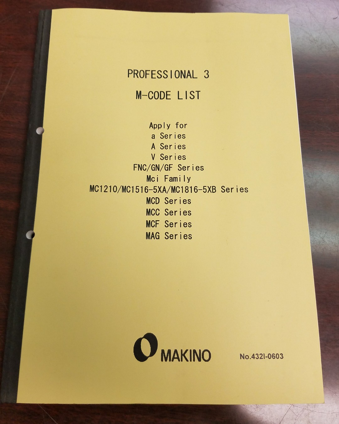 MAKINO Professional 3 M-Code List Manual