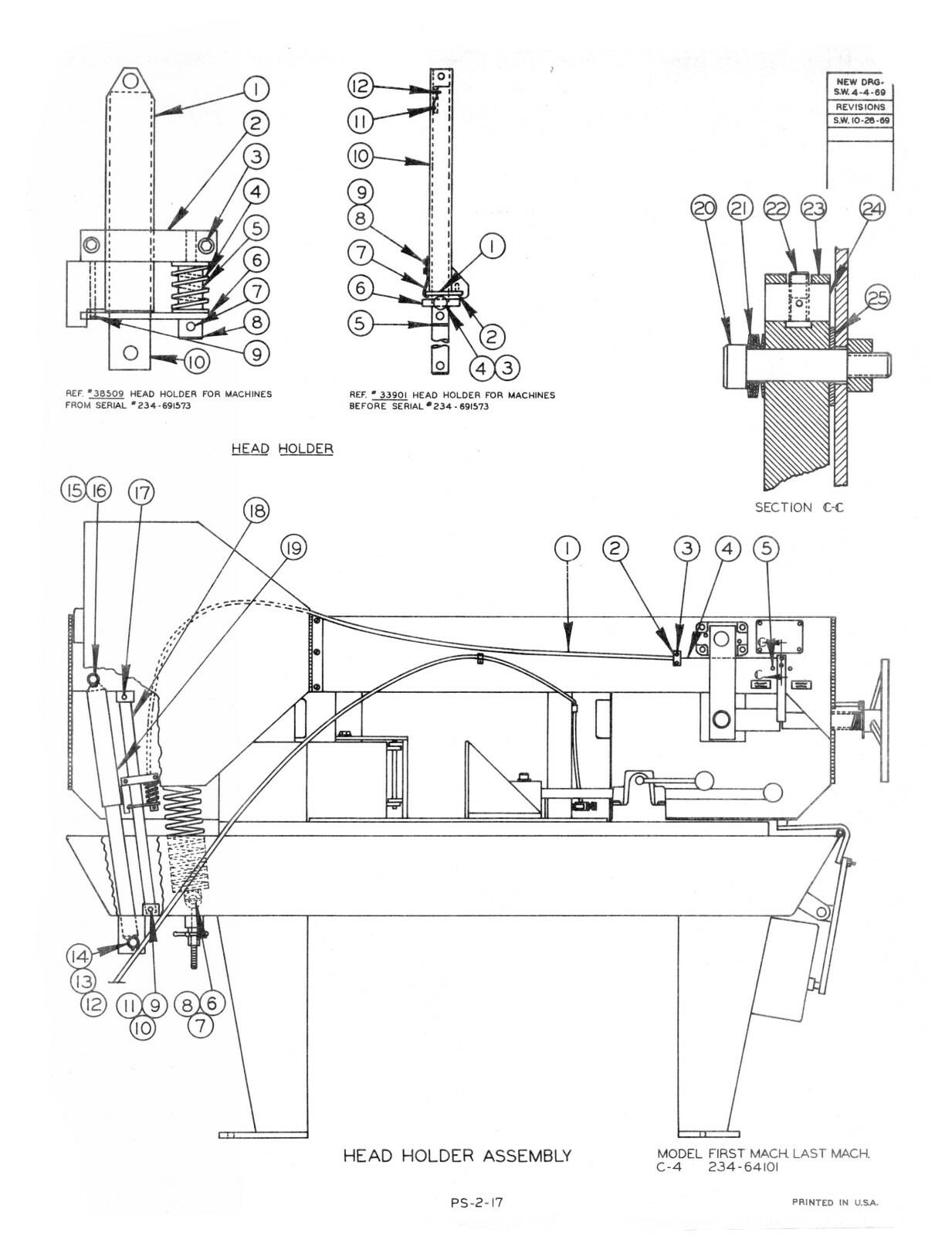 DoALL Model C-4 Horizontal Metal Bandsaw Instruction & Parts List Manual #1427