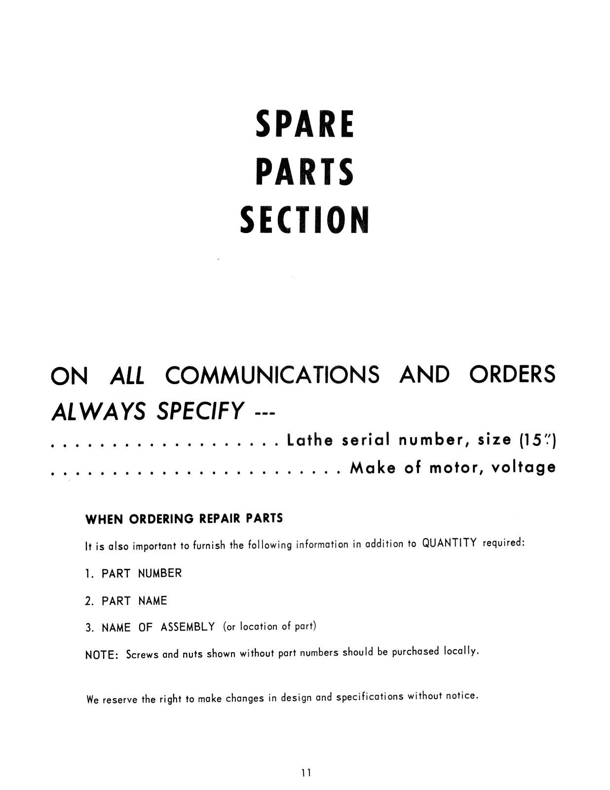 Clausing Colchester 15″ Lathe Instruction & Parts Manual sn: 48761-48896 *1137