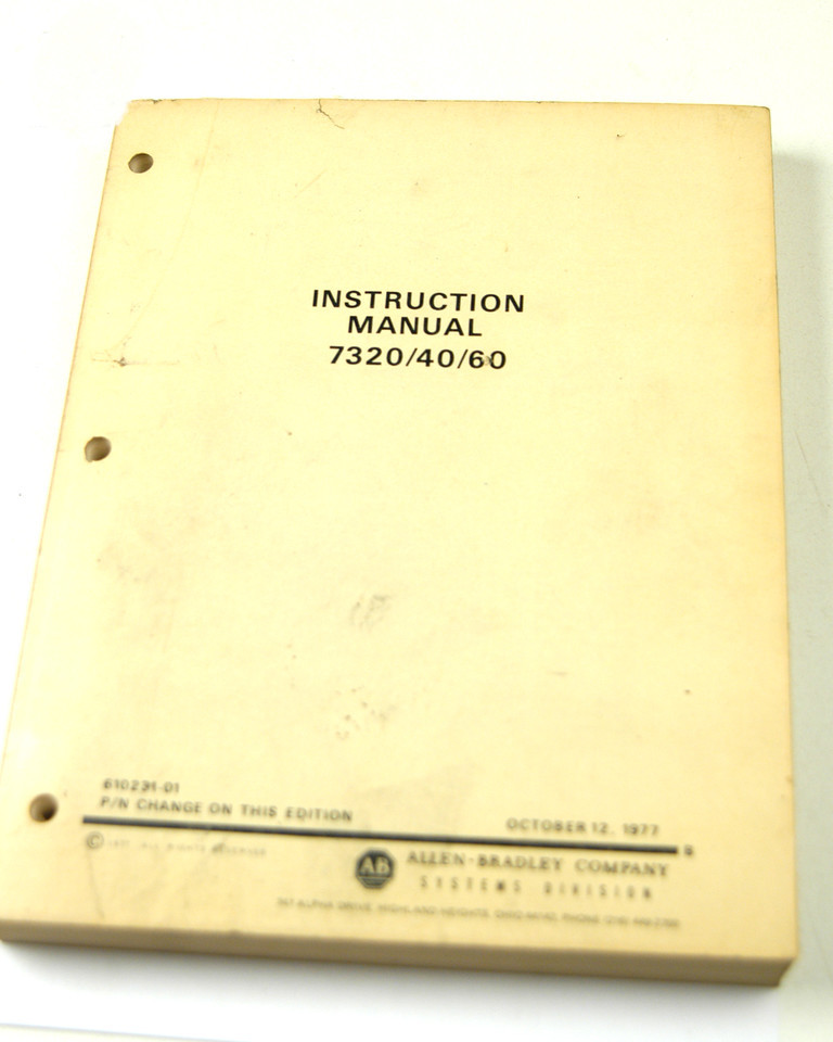 ALLEN BRADLEY 7320/40/60 说明书 (W-4 盒 3-14-RCT)-