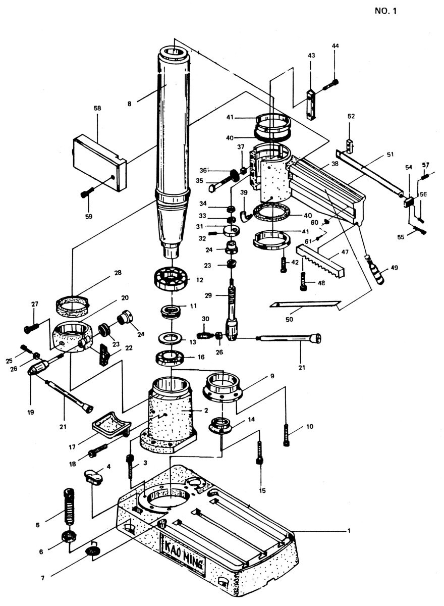 KAO MING Supermax KMR-700DS Radial Drill Instructions Service Parts Manual 1593