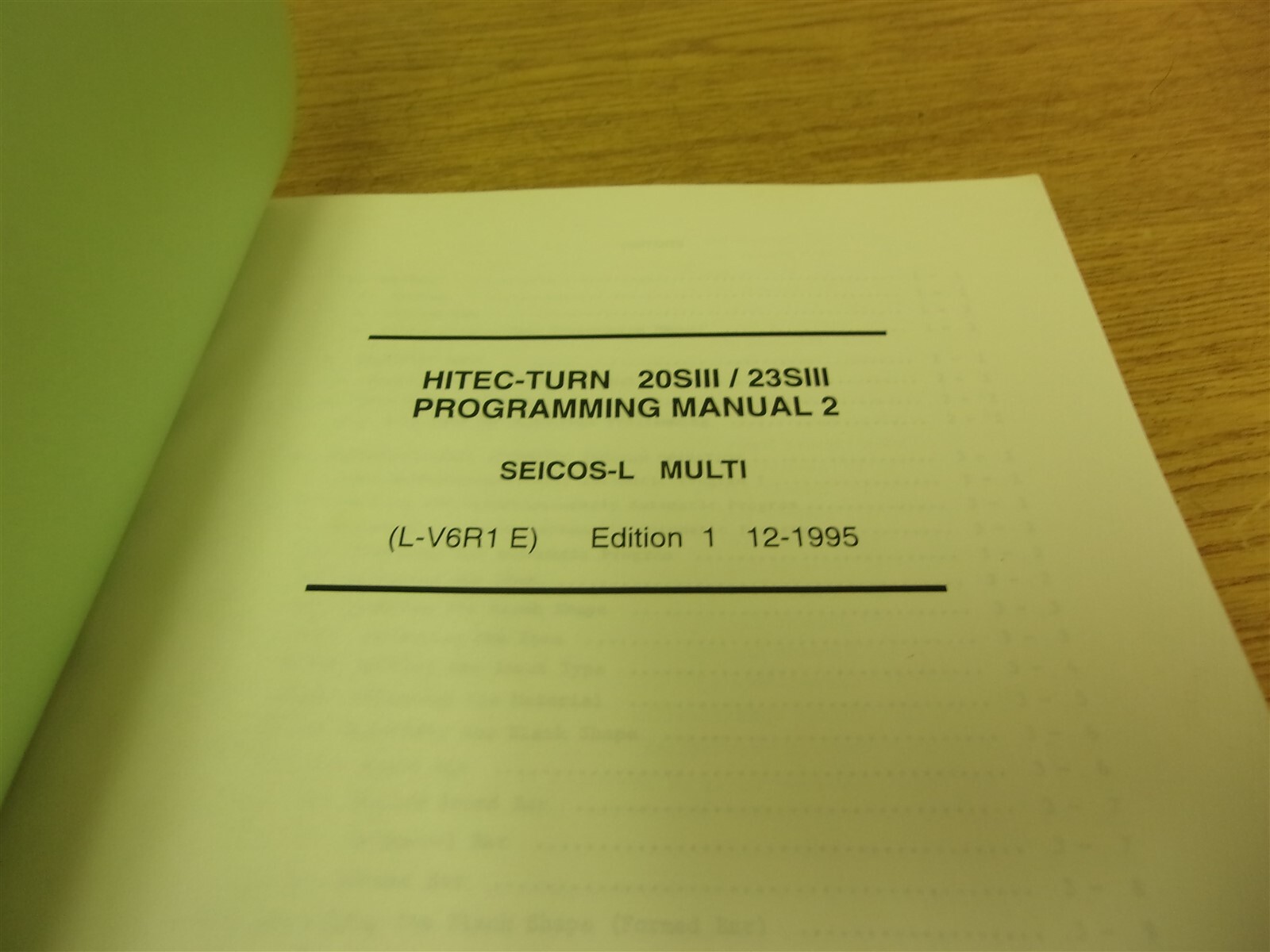 Hitachi Seiki Programming Manual HT20SIII Edition 1 “16” *FREE SHIPPING*