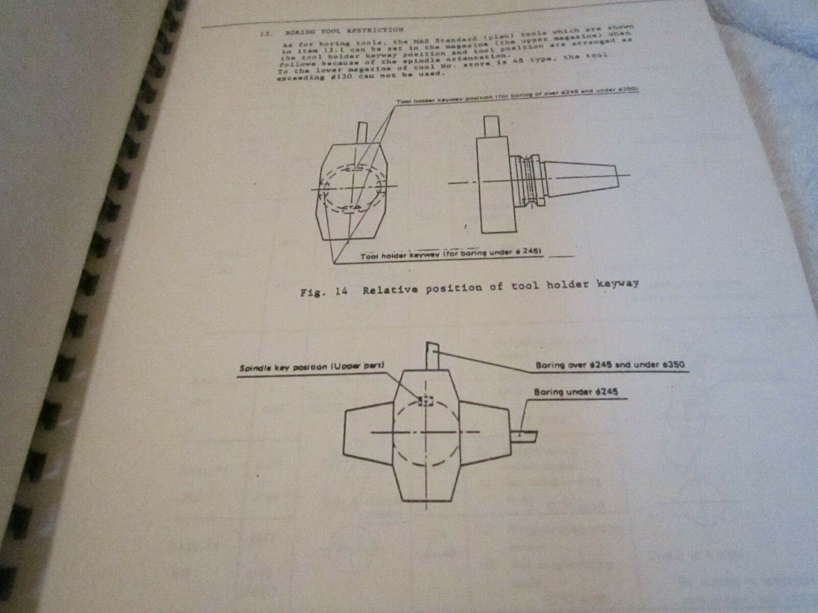 TOYODA Model FH55 Caterpillar Horizontal Machining Center Tooling Manual BOOK
