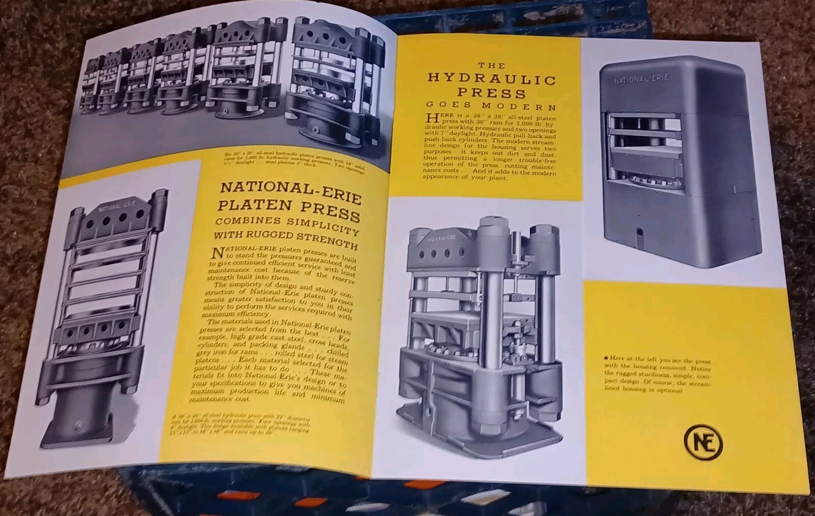 NATIONAL ERIE CORPORATION Hydraulic Presses Rubber Plastics Machine Catalog Book