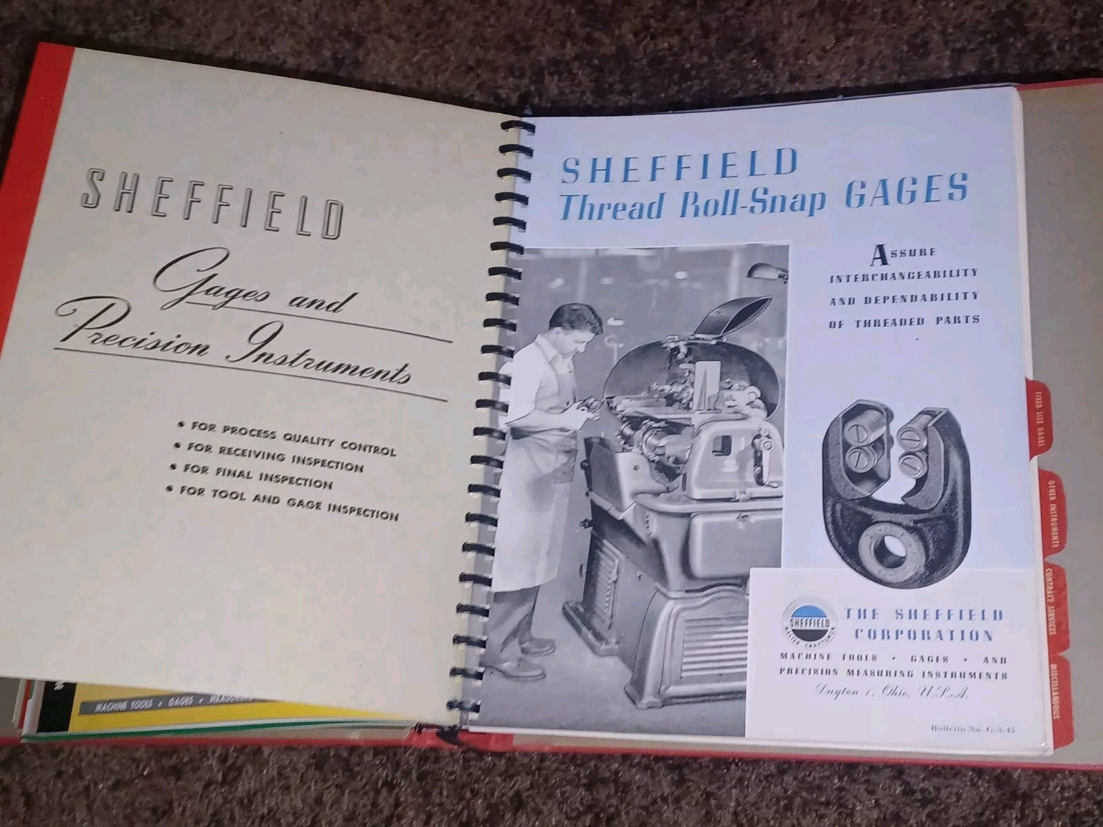 Sheffield Corporation Dayton Ohio SALES BOOK CATALOG LOT gages Machine Tools WW2