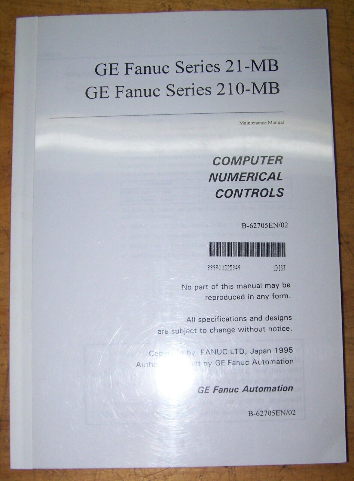 GE Fanuc Series CNC 21-MB, 210-MB Maintenance Manual B-62705EN/02