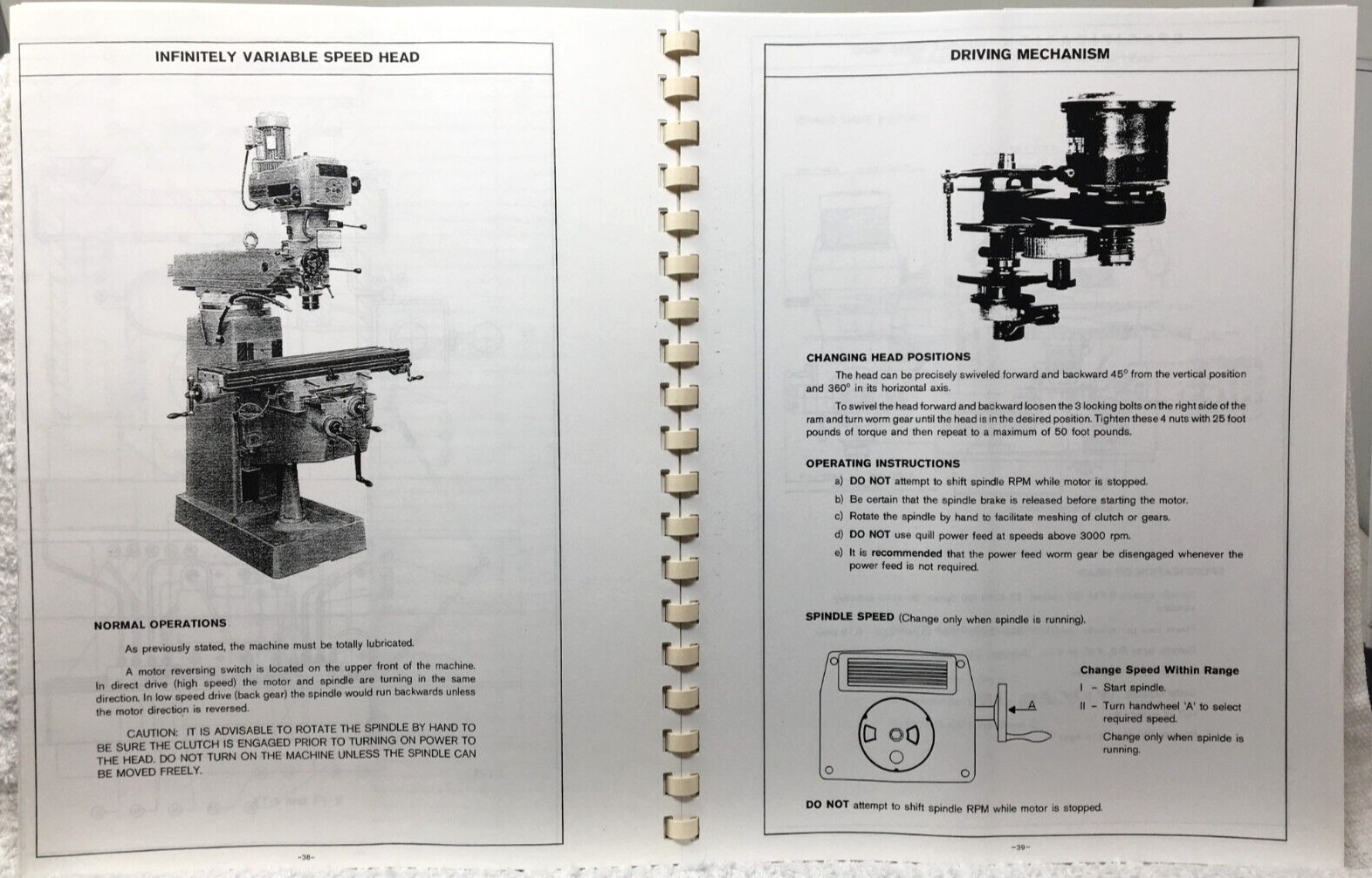 Turret Milling Machines Instruction Manual Mod Deluxe Vertical Mills