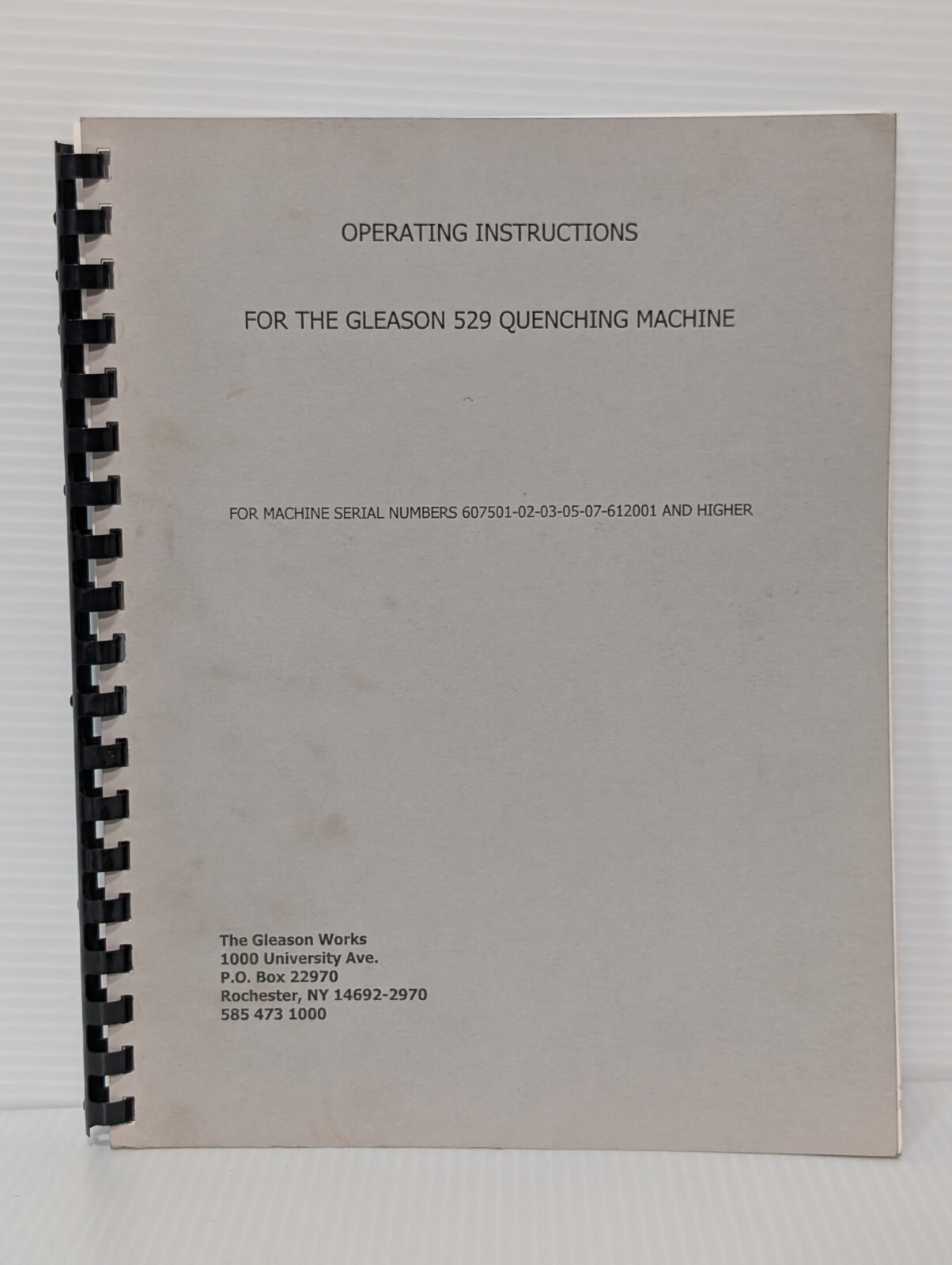 Lot of Vintage Gleason Works Quench Press Manuals 527, 529 Quenching Machine
