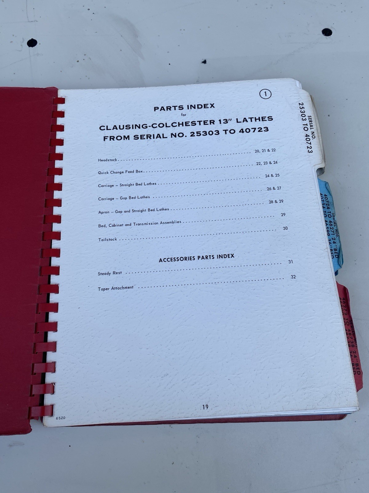 Clausing Colchester 13” Dealer Master Parts Catalog & Instruction Manual