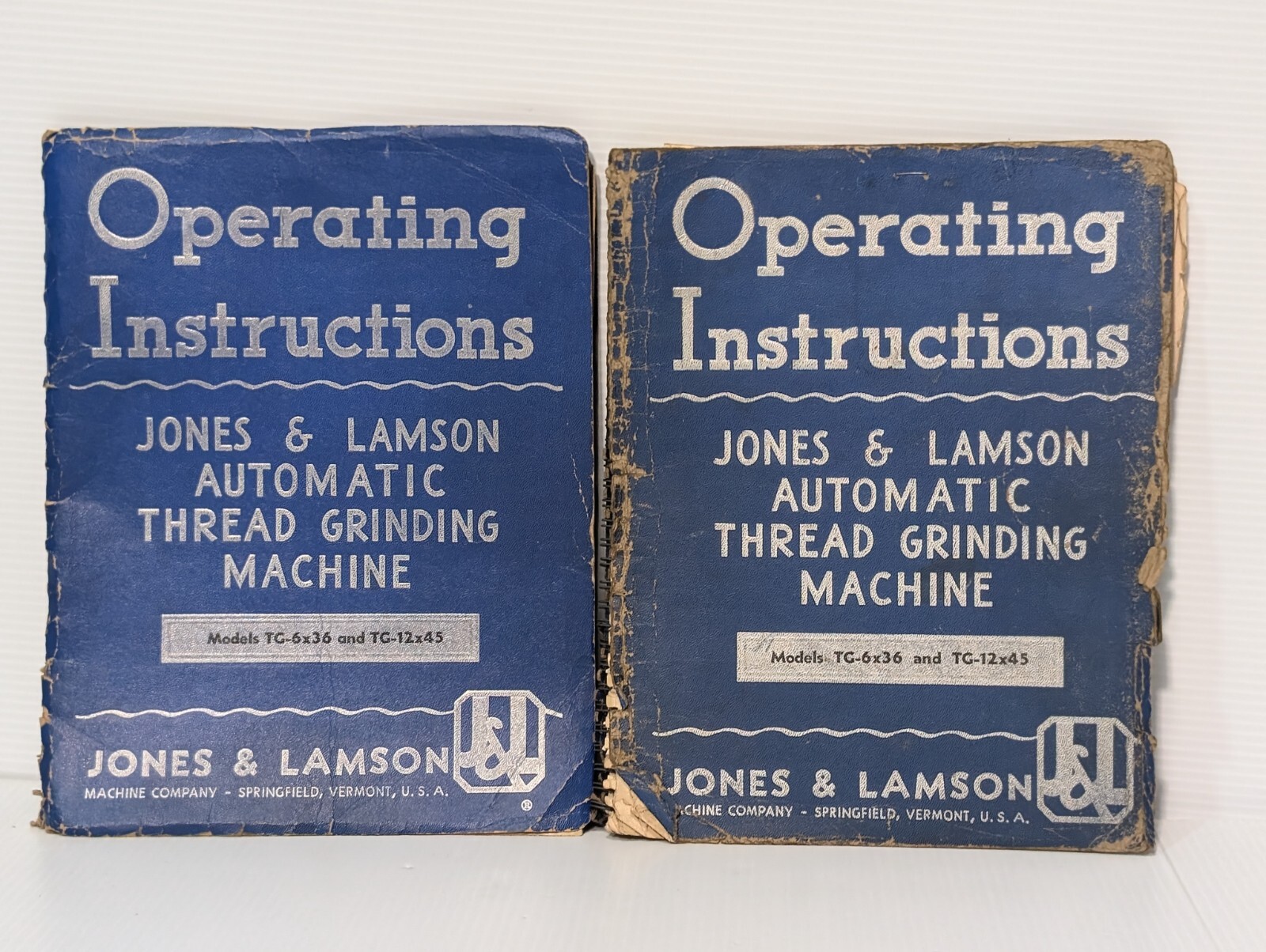 Lot of 2: Jones & Lamson TG-6×36, TG-12×45 Auto Thread Grinding Machine Manuals
