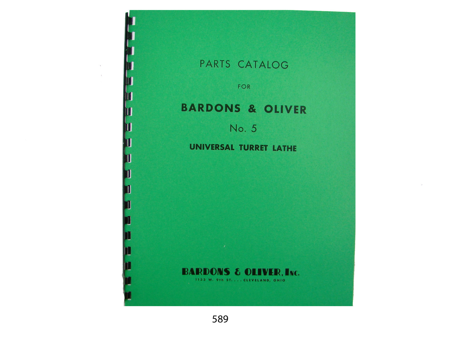 Bardons & Oliver No. 5 Universal Turret Lathe Parts list Manual Cataloge *598