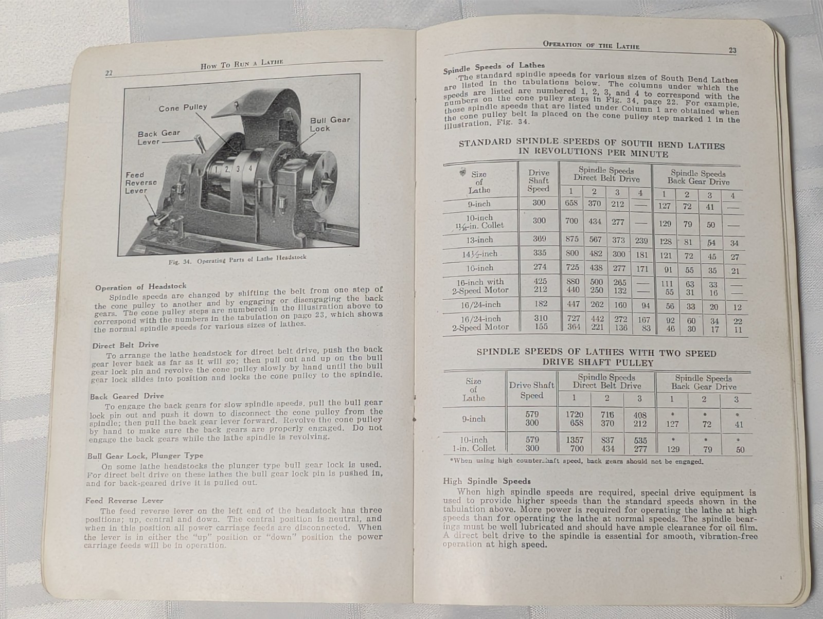 1943 HOW TO RUN A LATHE REFERENCE BOOK MACHINERY VOLUME 1 INFORMATION BOOKLET