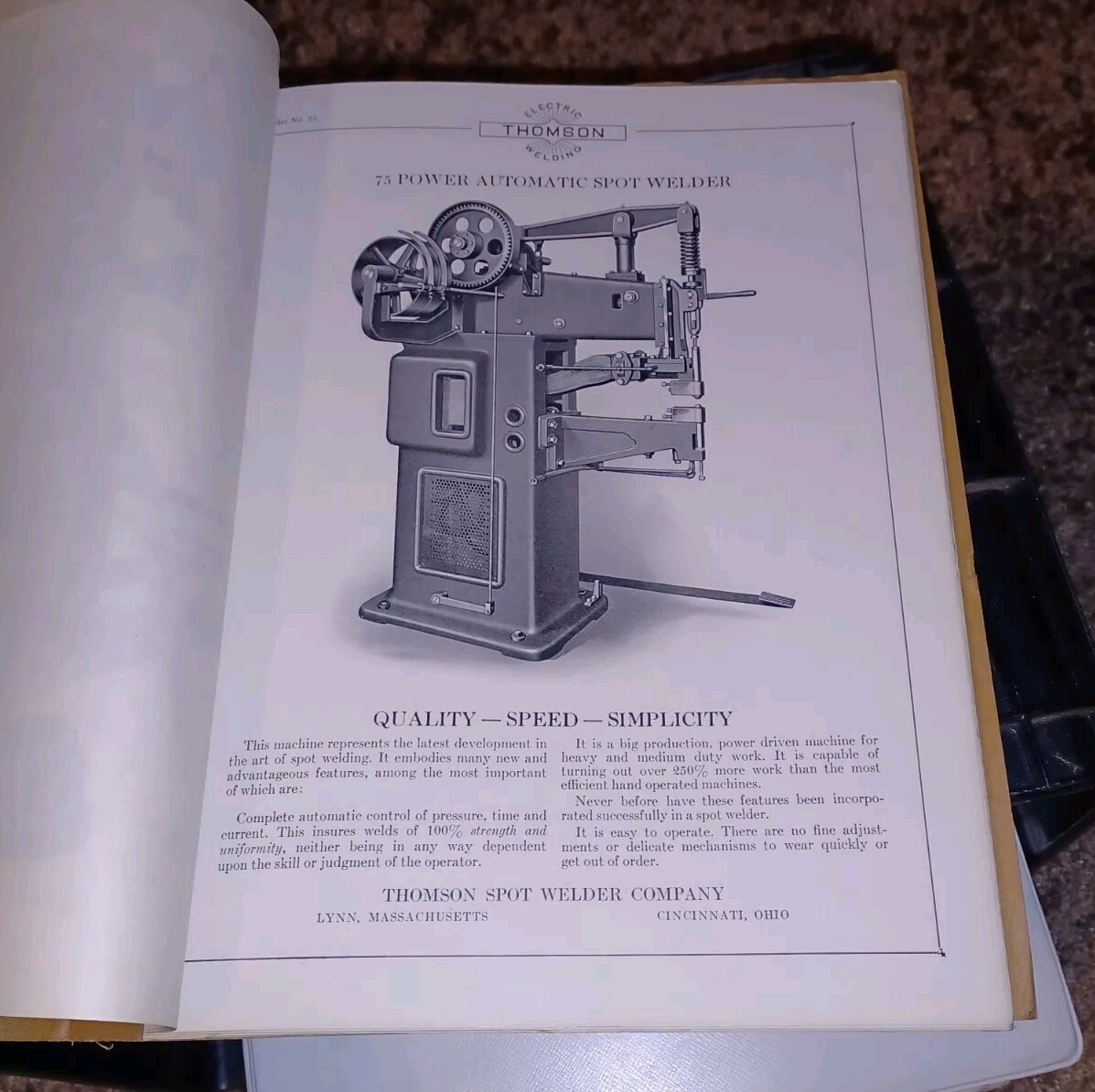 THOMSON PROCESS ELECTRIC WELDING COMPANY early 1900s Sales Catalog Book MACHINES