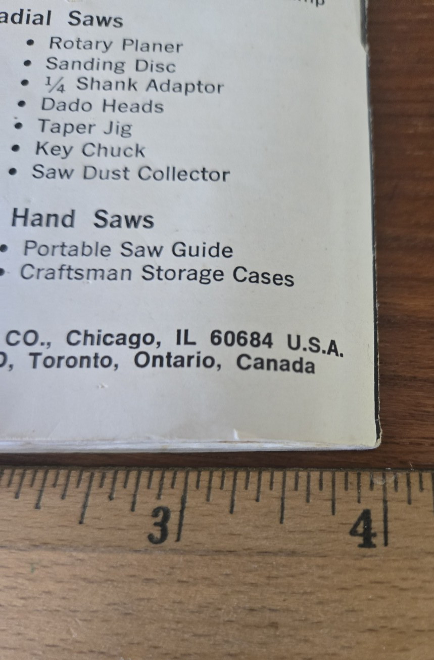 1975 Sears Craftsman Circular Saw Blades Power Tool Accessories Handbook Booklet