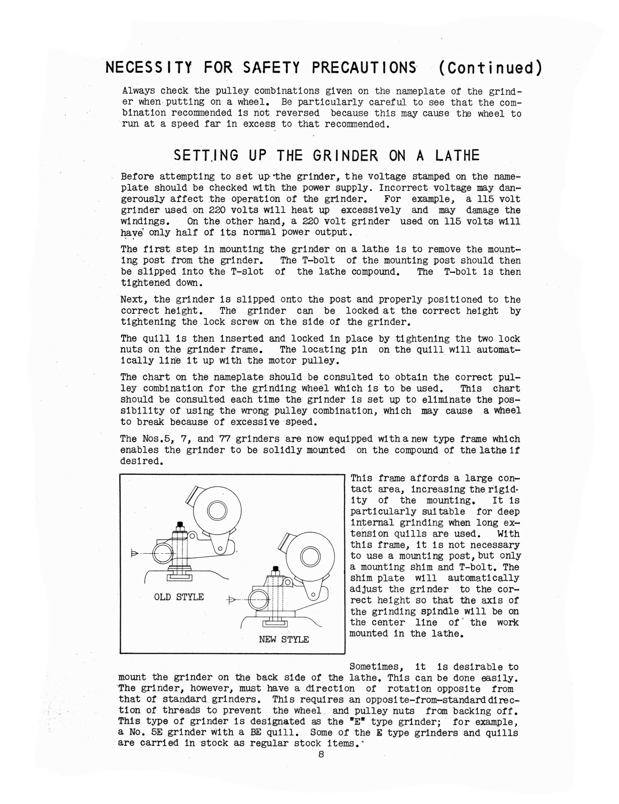 Dumore Portable Precision Lathe Grinders Care & Operation Manual #1530