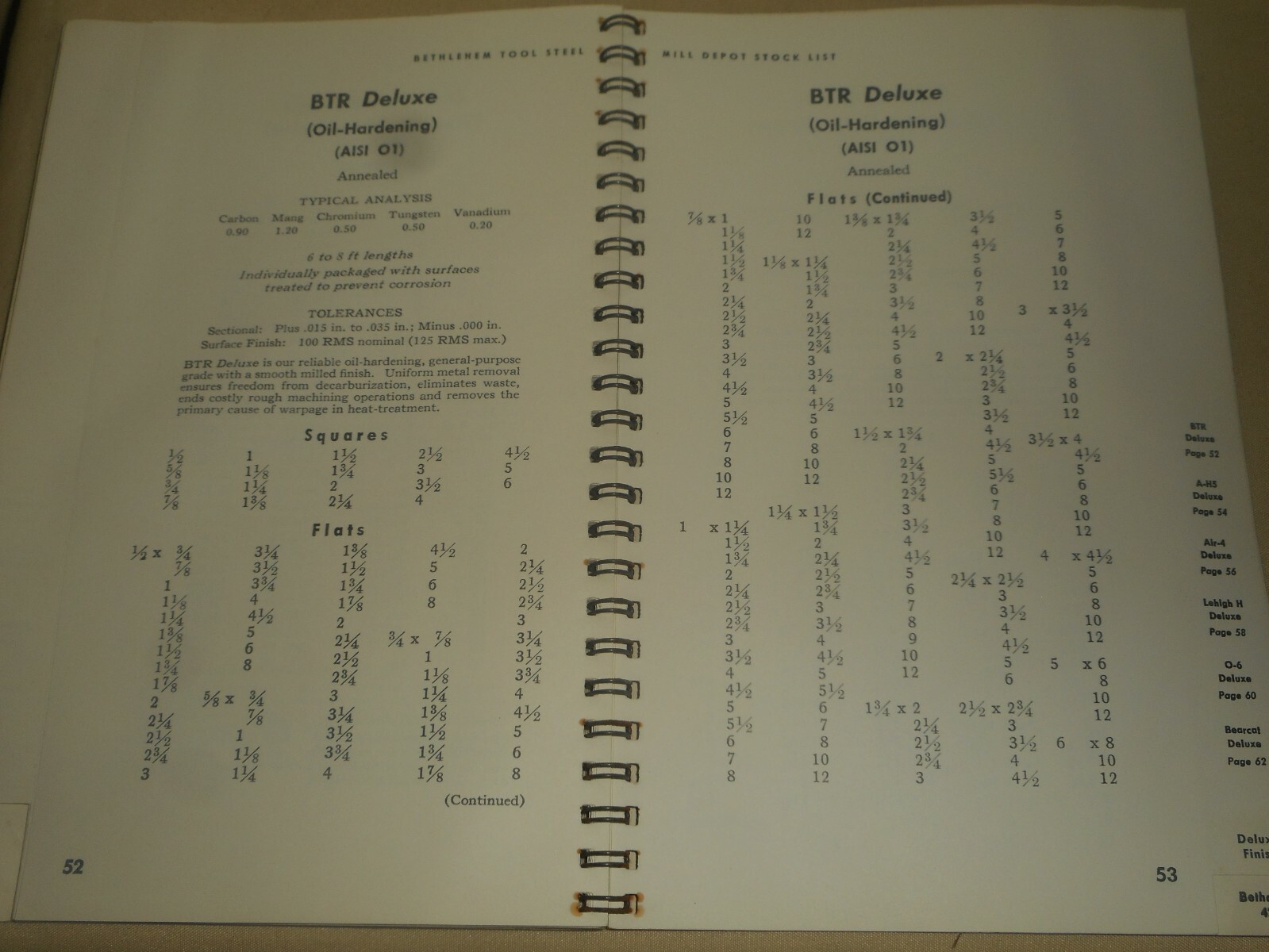 BETHLEHEM STEEL Tool Steel Mill Depot Stock List 1973 Salesman Catalog Data Spec