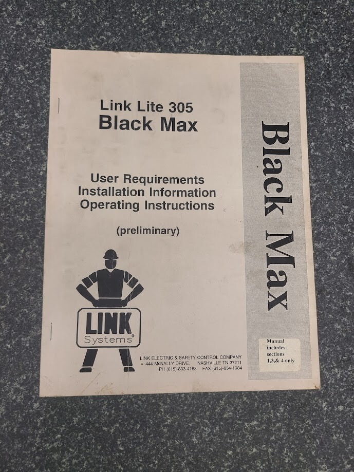LINK SYSTEMS LINK LITE 305 BLACK MAX OPERATING INSTRUCTIONS
