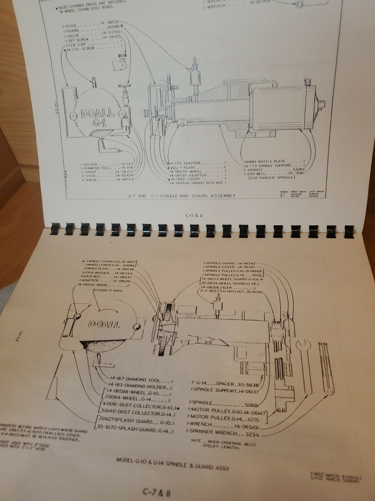 DoAll Surface Grinder Parts BOOK GP GS G3 G4 G5 G6 G7 G10 G14 *IN*STOCK* USA*