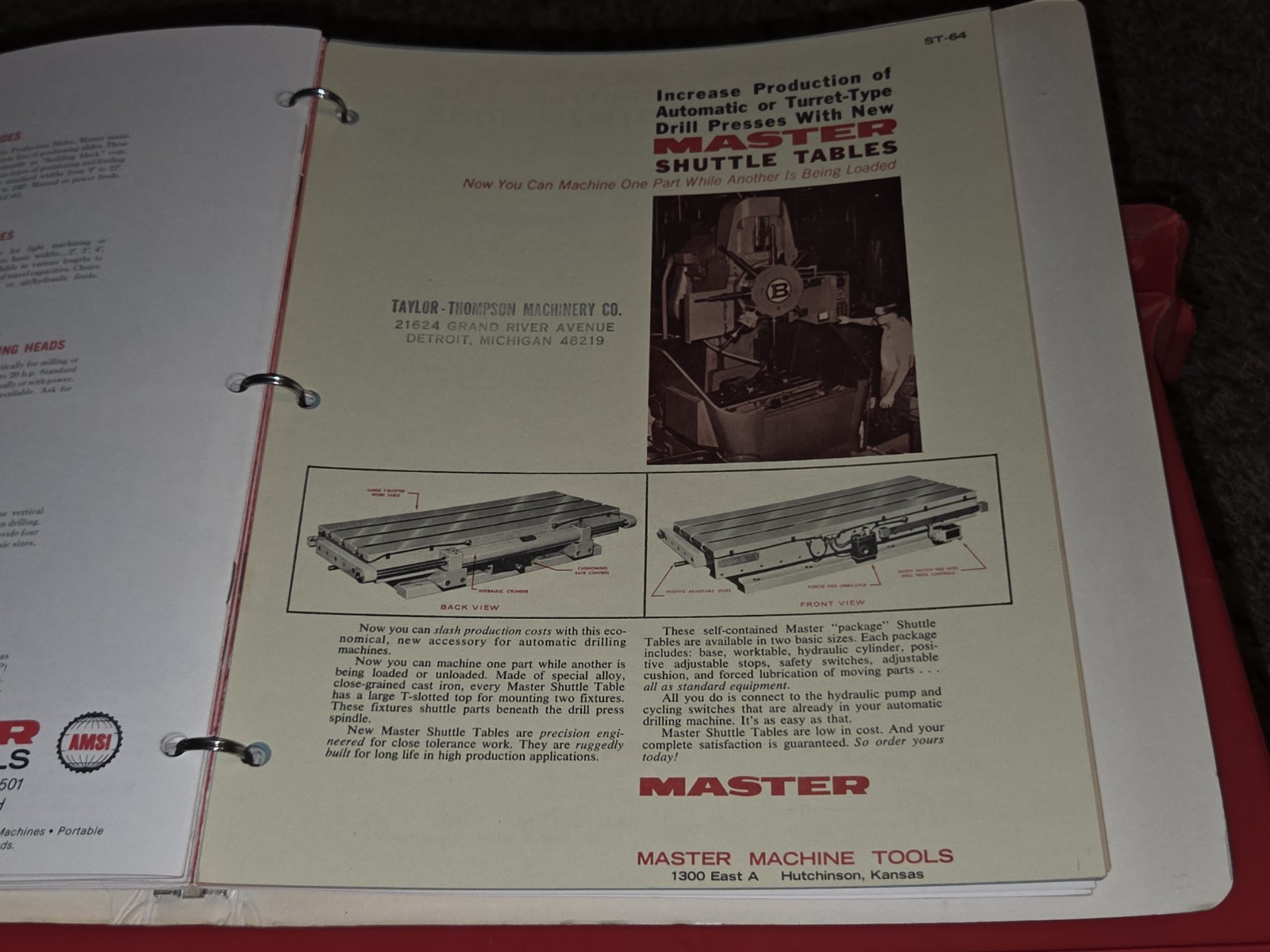 MASTER MACHINE TOOLS CO SLIDES & HEADS Promo Sales Binder Catalog Book MACHINIST