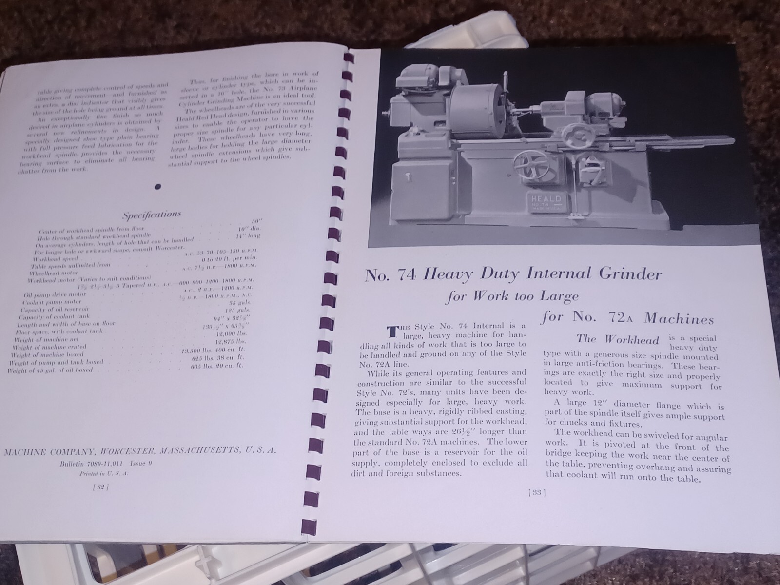 HEALD COMPANY Precision GRINDING BORING Borizing MACHINES CATALOG BOOK Issue 12