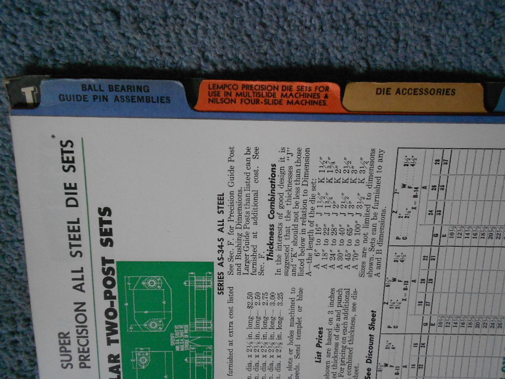 1954 LEMPCO BALL BEARING DIE SETS CATALOG & 1957 Price List Info Specs Original