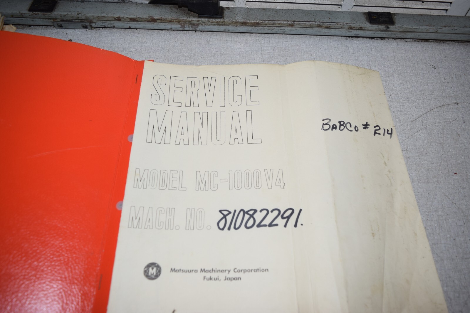 Matsuura MC-1000 V4 Service Manual