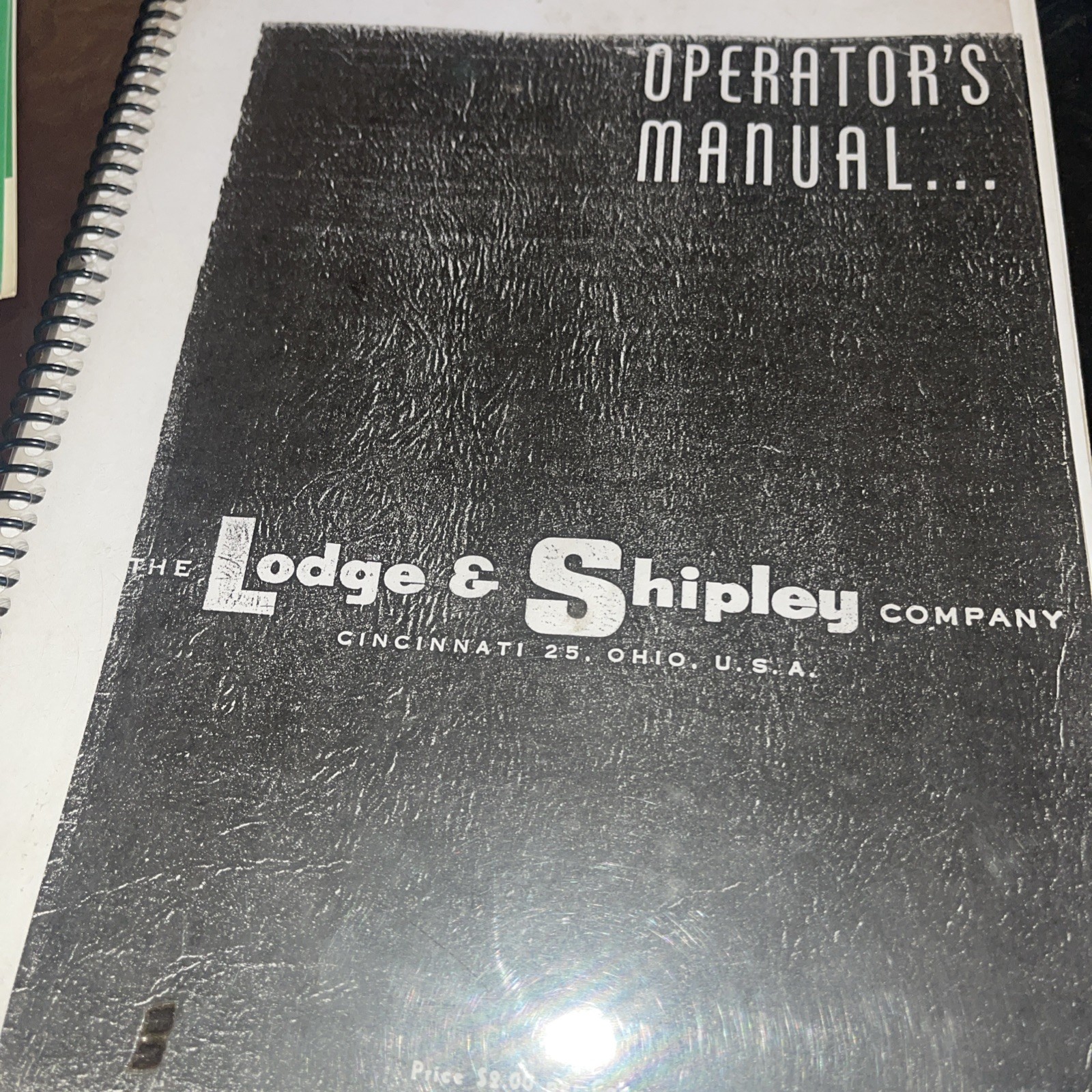LODGE & SHIPLEY Model X Lathe Operator Instruction Manual