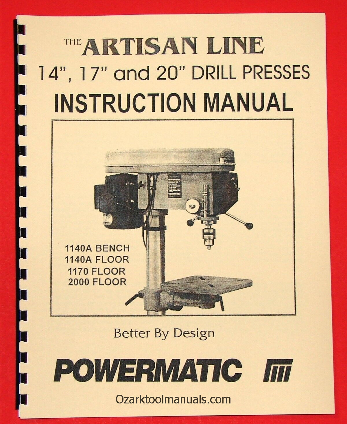 POWERMATIC Artisan 1140A,1170,2000 Drill Press Instructions Parts Manuals 1012