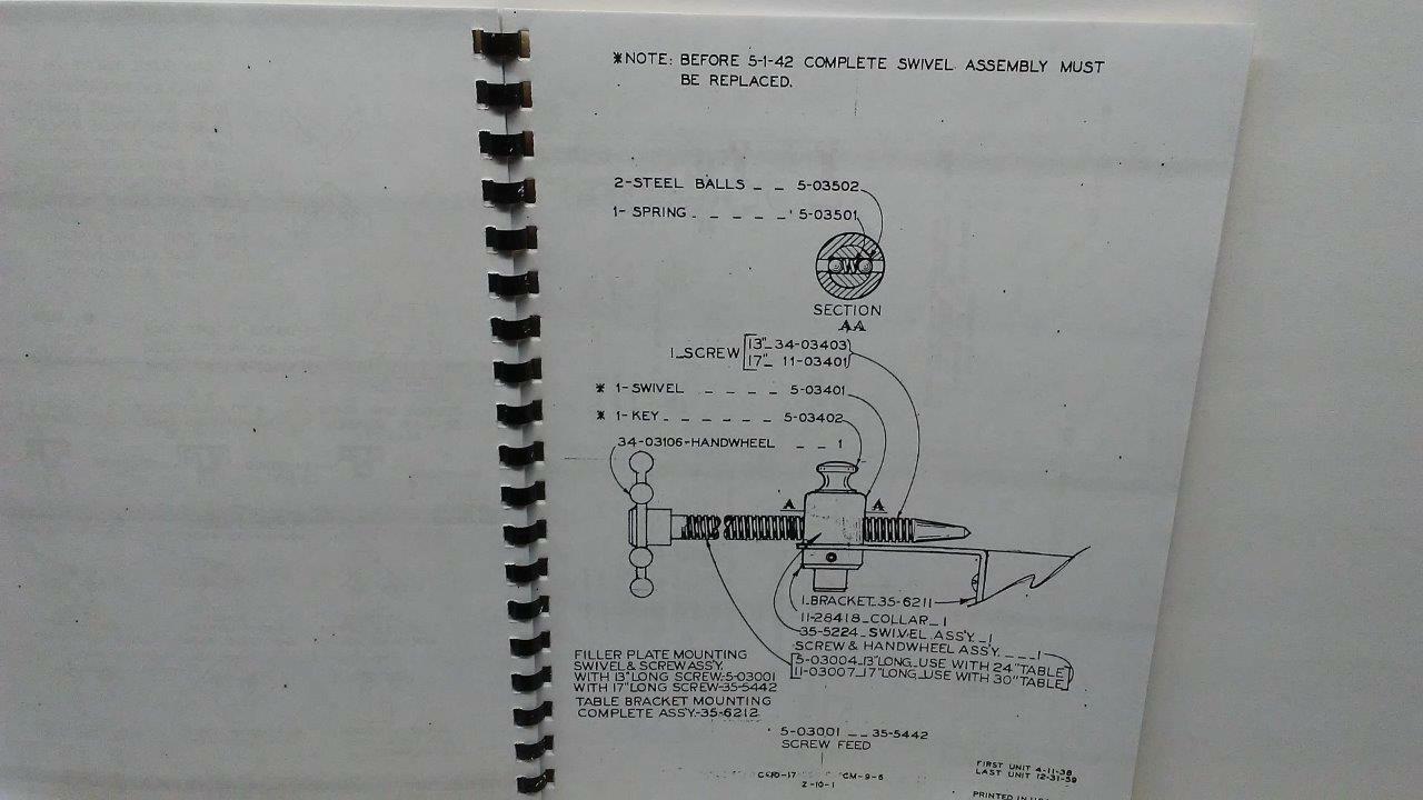 DoAll V-36 Contour Saw Instruction & Parts Manual