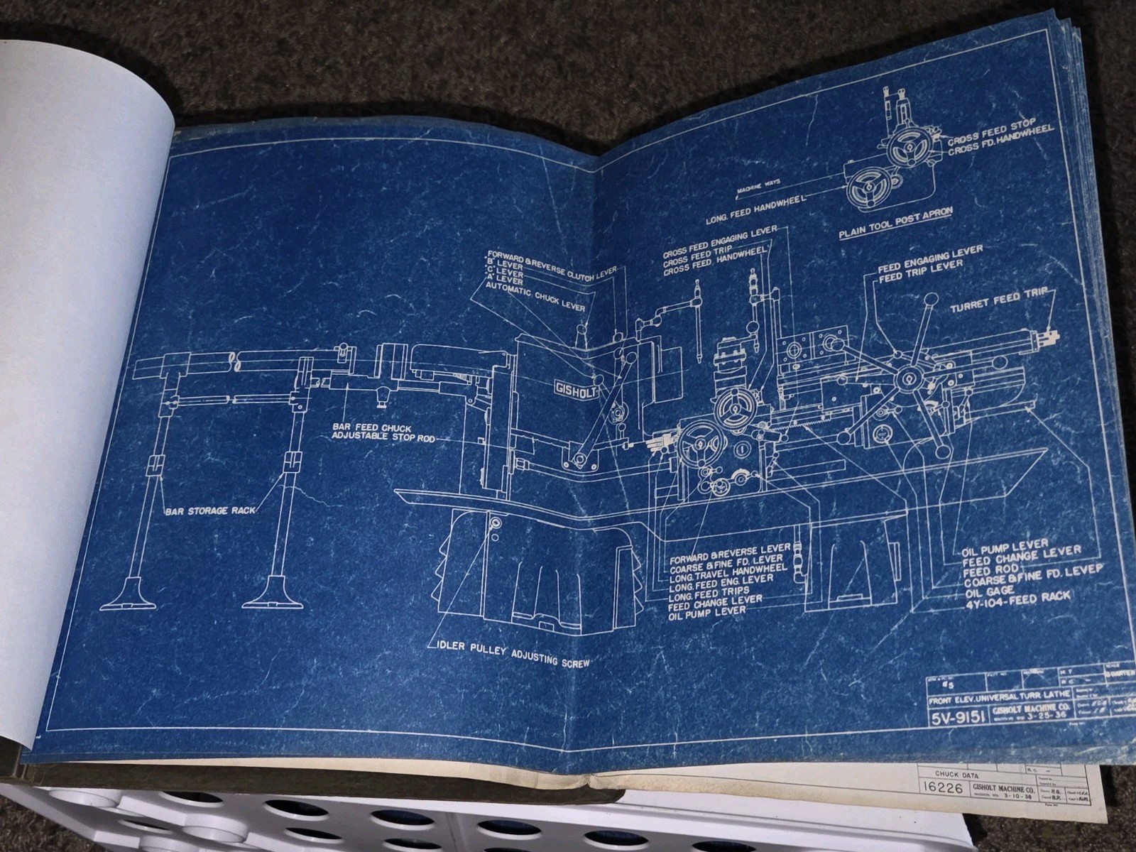 Gisholt Machine Company Blue Prints Book UNIVERSAL TURRET LATHE #5 Original VTG