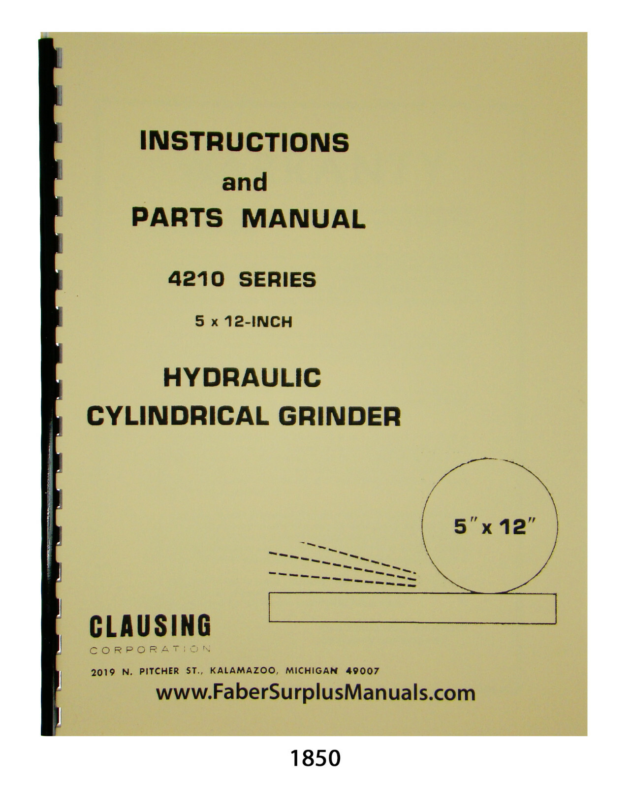 Clausing 4210 Series Hydraulic Surface Grinder Instruction & Parts Manual #1850
